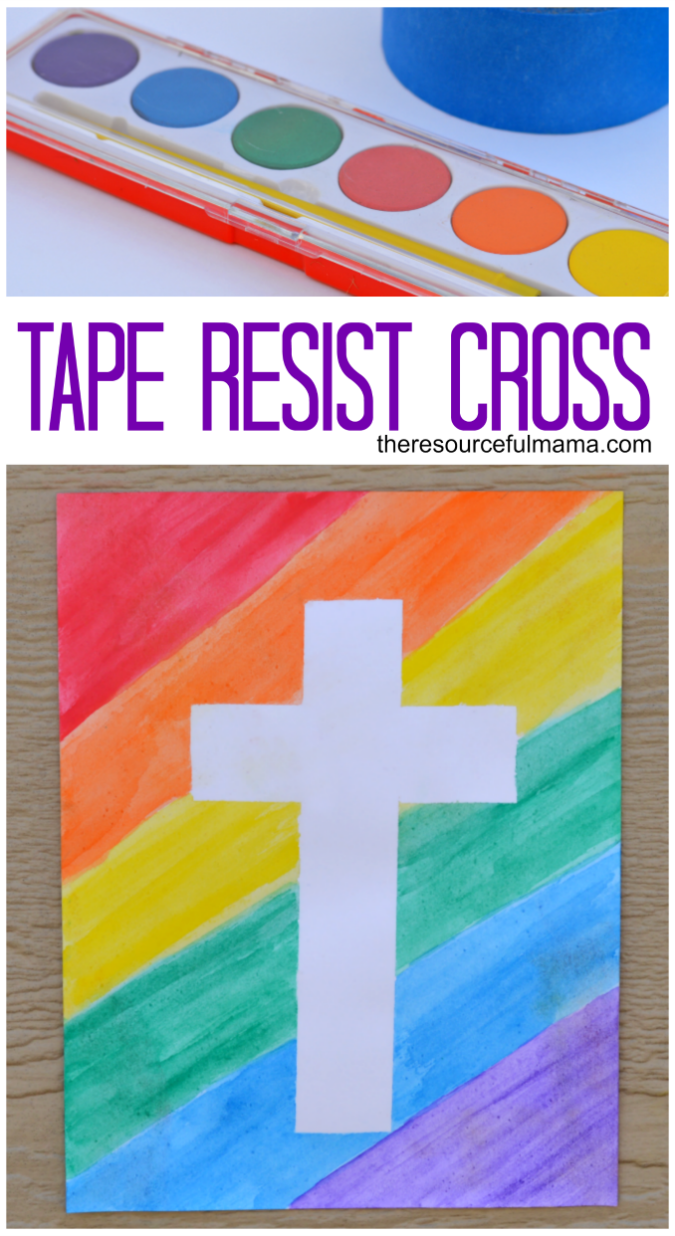 Tape Resist Easter Cross Craft -   23 religious easter crafts
 ideas