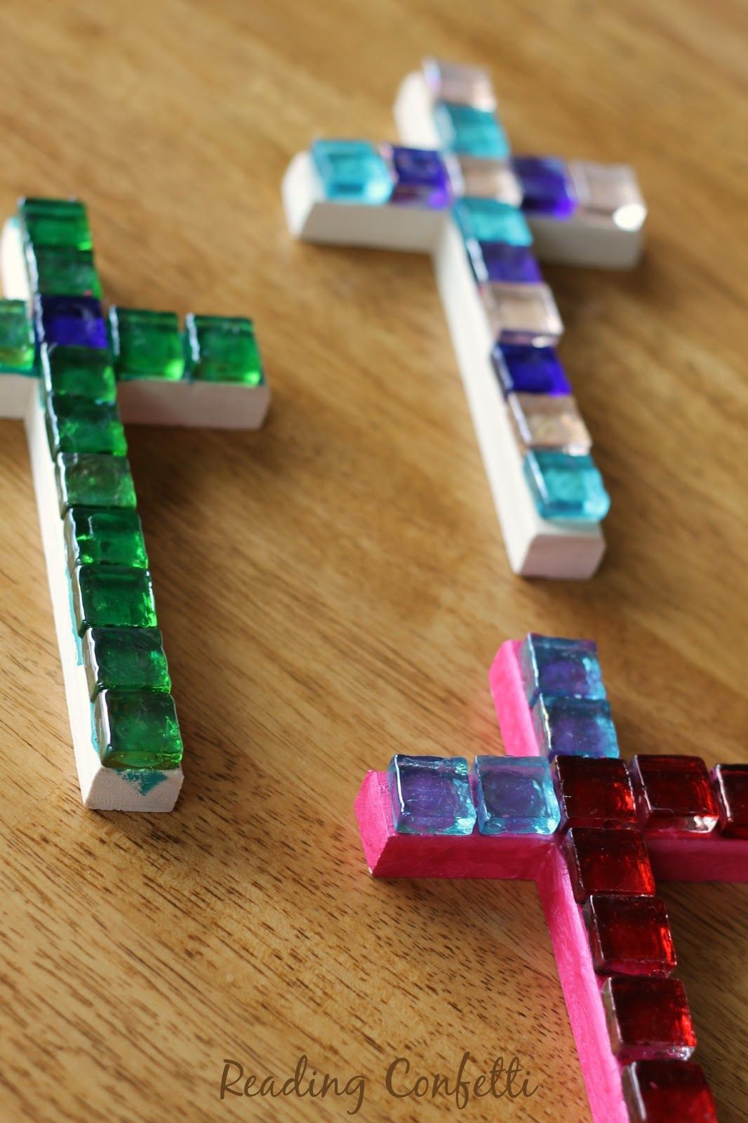 Easy and inexpensive mosaic crosses kids can make to give as gifts for Easter or Mother's Day -   23 religious easter crafts
 ideas