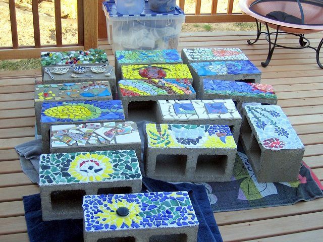 18 Brilliant DIY Mosaic Ideas For Garden -   24 cinder block garden beds
 ideas