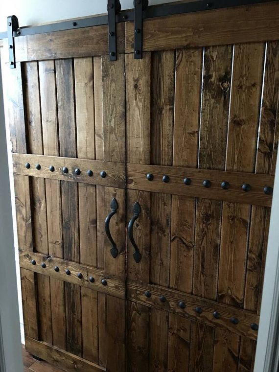 Interior Double Barn Door Package - Double Doors - Sliding Wooden Door - Barn Door Hardware - Farmhouse Style Barn Door - Barn Door Package -   24 decor on door
 ideas