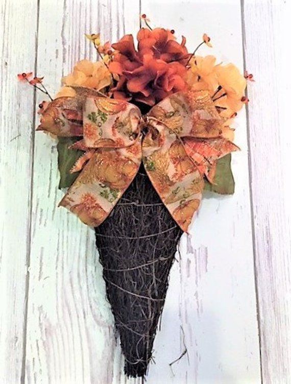 FALL BASKET WREATH, Fall Door Decor, Hydrangeas Basket Wreath, Fall Door Hanger, Fall Door Basket, Fall Harvest Basket, Fall Wall Basket -   24 decor on door
 ideas