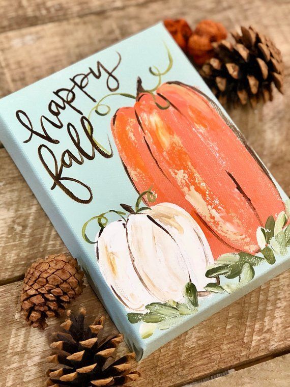 Happy Fall Pumpkin Painting, Pumpkin Art, Happy Fall Painting, Original Painting, Blue and orange fall decor, Fall Decor, Thanksgiving Decor -   24 fall decor classroom
 ideas