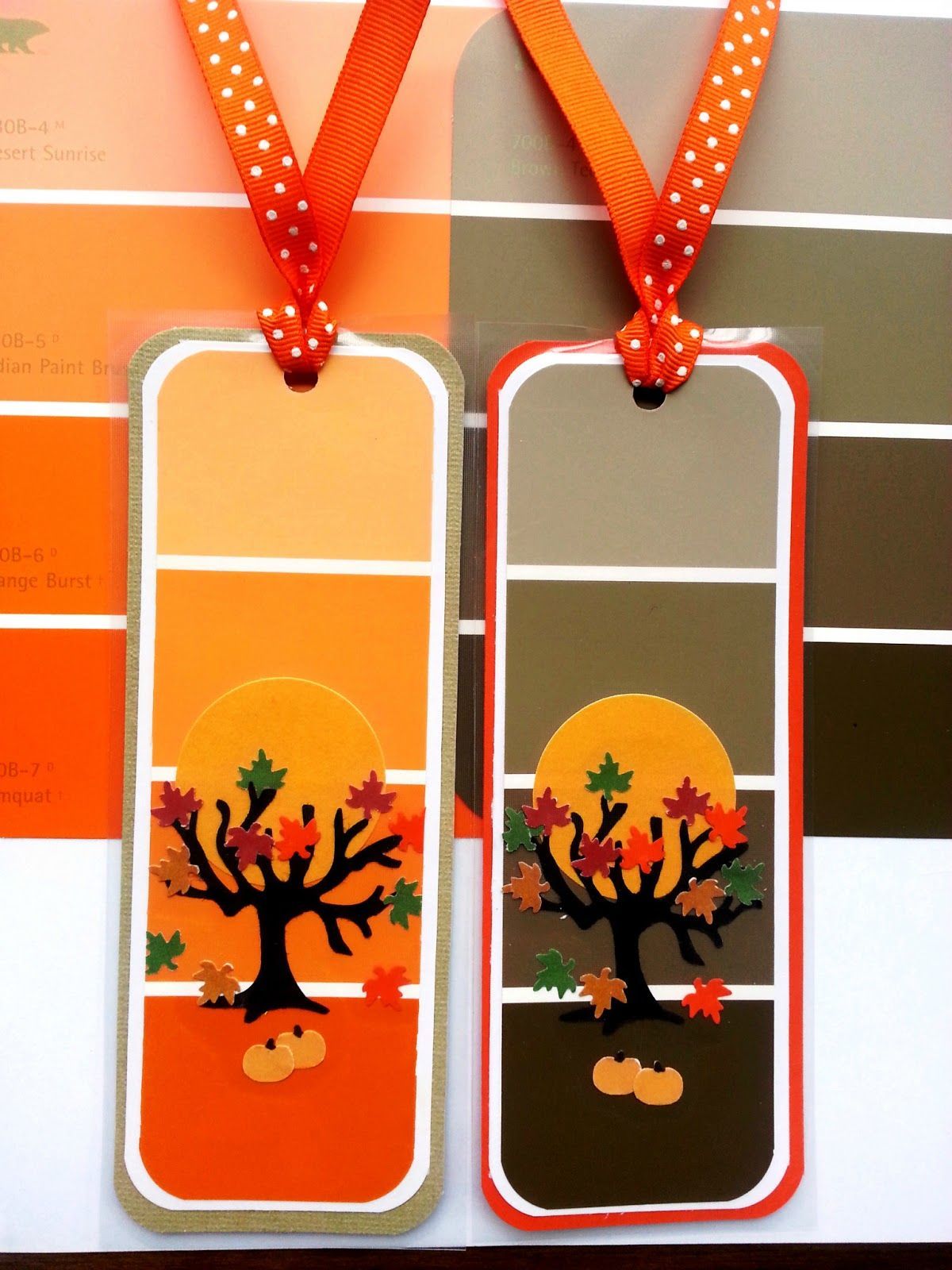 Paint Chip Bookmarks -   24 fall paper crafts
 ideas
