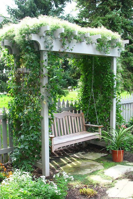 have a seat -   24 garden seating swing
 ideas