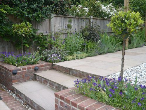 The type of steps we need in our garden from patio down to lawn with raised built in borders either side -   24 garden steps long
 ideas