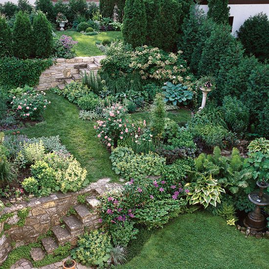 Planting on a Slope -   24 garden steps long
 ideas