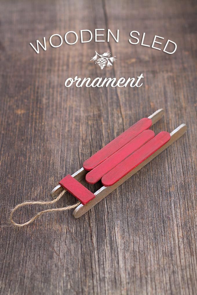 Wooden Sled Ornament tutorial - diy christmas ornament made from popsicle sticks #christmascrafts -   24 popsicle stick snowman
 ideas