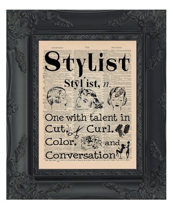 Stylist Dictionary Print Hair Salon Decor Stylist by OldBookSmith                                                                                                                                                                                 More -   24 vintage salon decor
 ideas