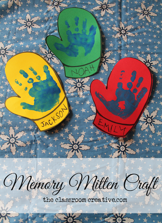 Easy, quick, and memorable Memory Mitten Craft from theclassroomcreative.com -   24 winter crafts mittens
 ideas
