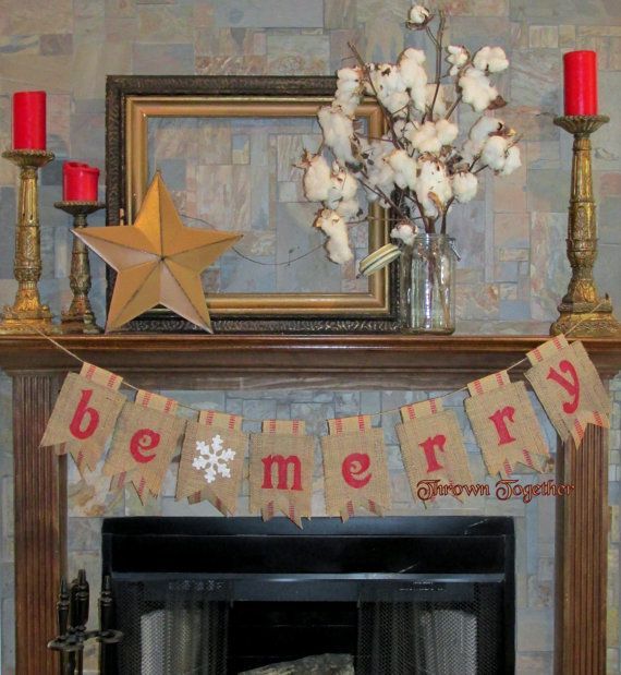 Christmas Banner BE MERRY with White Snowflake by ThrownTogether -   25 diy christmas banner
 ideas