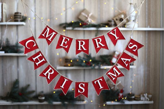 Merry Christmas Banner,  Christmas Garland, Burlap Banner, Burlap Bunting, Rustic Christmas Garland, Christmas Decor Merry Christmas Bunting -   25 diy christmas banner
 ideas