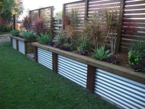 Corrugated metal walls in screen room - Google Search -   25 garden beds wall
 ideas