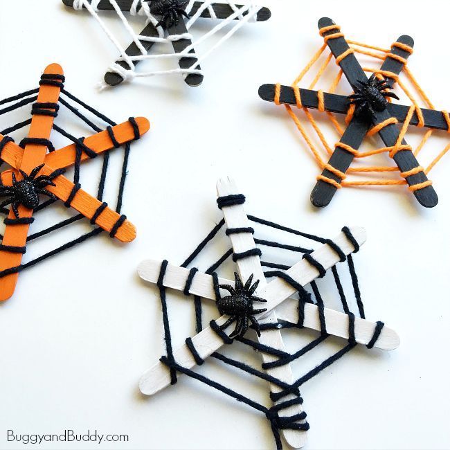 Spider Web Craft for Kids for Halloween Using Yarn -   25 halloween crafts for school
 ideas