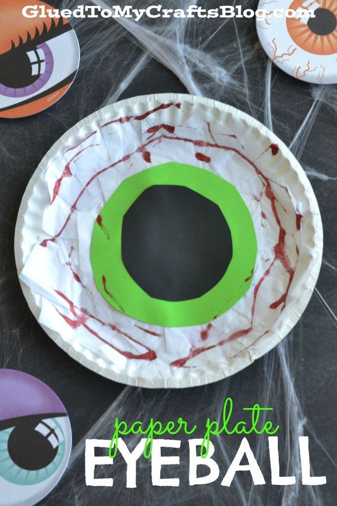 Paper Plate Eyeball - Kid Craft -   25 halloween crafts for school
 ideas