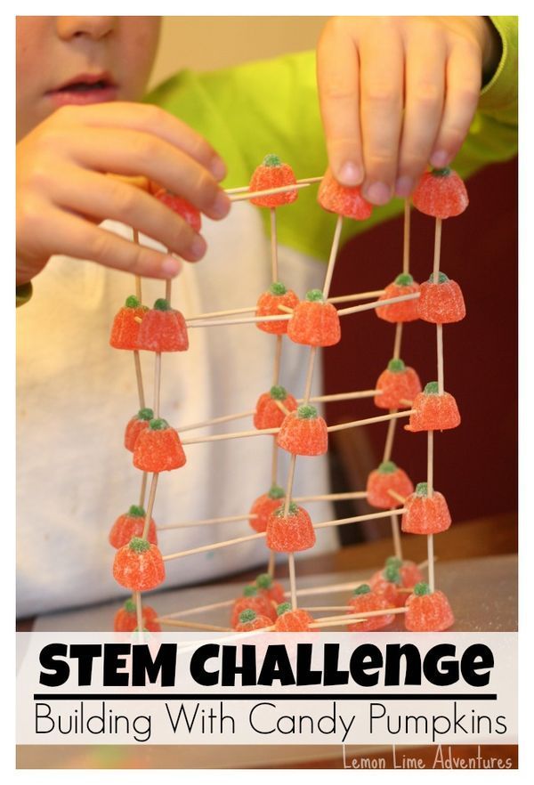 Building Structures with Candy Pumpkins -   25 halloween crafts for school
 ideas