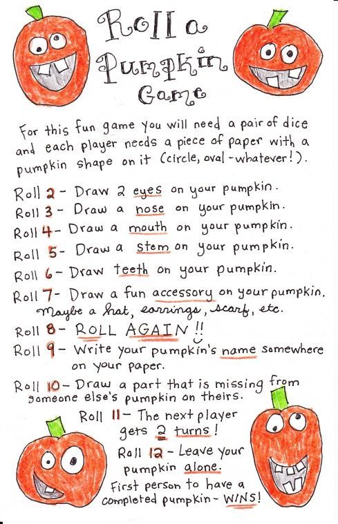 Roll a Pumpkin Game - FREE Printable -   25 halloween crafts for school
 ideas