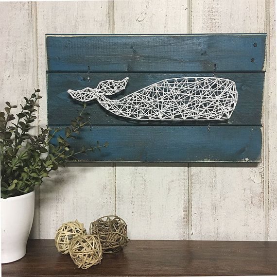 This whale art piece allows you to take your own ocean voyage! Whale art is perfect for a nursery, bathroom, beach house or anywhere a little -   25 industrial beach decor
 ideas