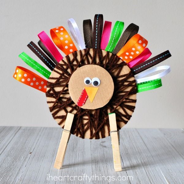 Cute Yarn and Ribbon Thanksgiving Turkey Craft -   25 ribbon crafts thanksgiving
 ideas