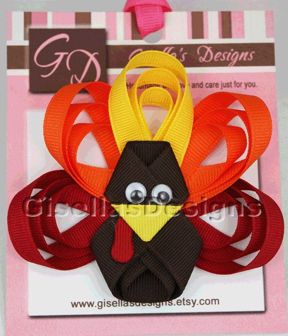Thanksgiving Large Turkey Ribbon Sculpture Bow/ by GisellasDesigns, $10.95 -   25 ribbon crafts thanksgiving
 ideas