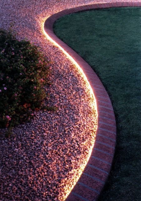 Use rope lighting to line your garden. | 31 Cheap And Easy Backyard Ideas That Are Borderline Genius #ad -   16 cheap garden landscaping
 ideas