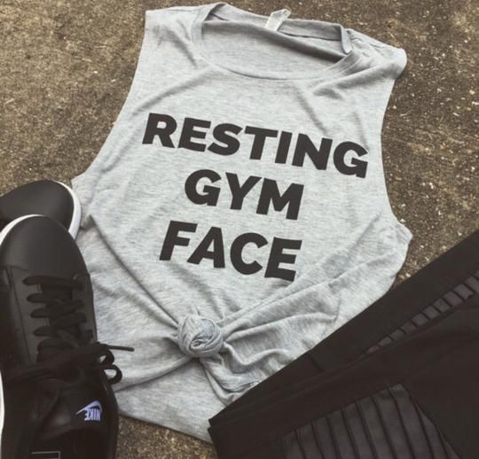 Resting Gym Face - Light Grey Muscle Tank -   16 fitness fashion workout
 ideas