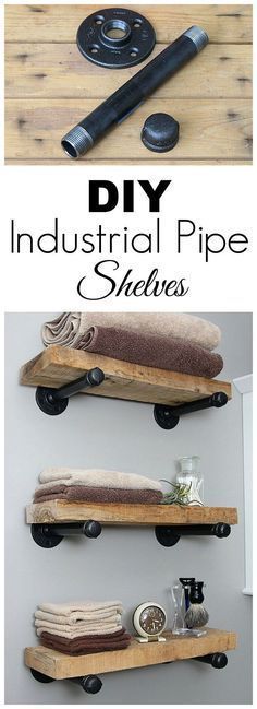 DIY Industrial Pipe Shelves -   18 apartment decor industrial
 ideas