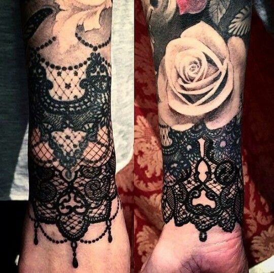 Lace and a rose tattoo -   19 lace tattoo design
 ideas