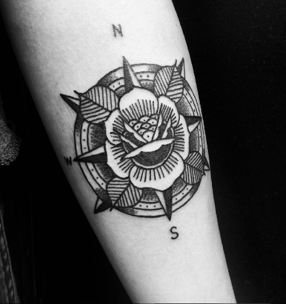 Traditional Rose Compass Done by Travis Rude @ Kings Cross Tattoo Parlour. -   19 traditional cross tattoo ideas