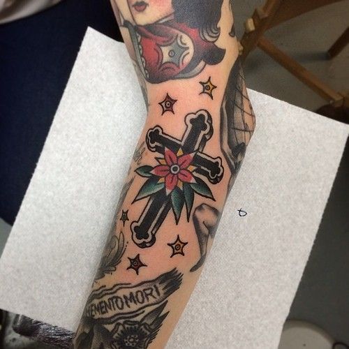 eagledaggerrosepanther:  Edward Mosley, London @edmosley -   19 traditional cross tattoo
 ideas