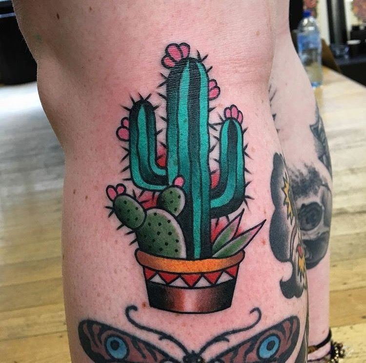 Traditional cactus tattoo done by Jacob Cross #sunsettattoonz www.sunsettattoo.co.nz -   19 traditional cross tattoo
 ideas