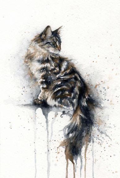 12x16 Original Custom Watercolour Pet Portrait -   20 calico cat tattoo ideas