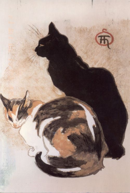 psi-mon:“ Th?ophile Alexandre SteinlenTwo Cats, 1894” -   20 calico cat tattoo ideas