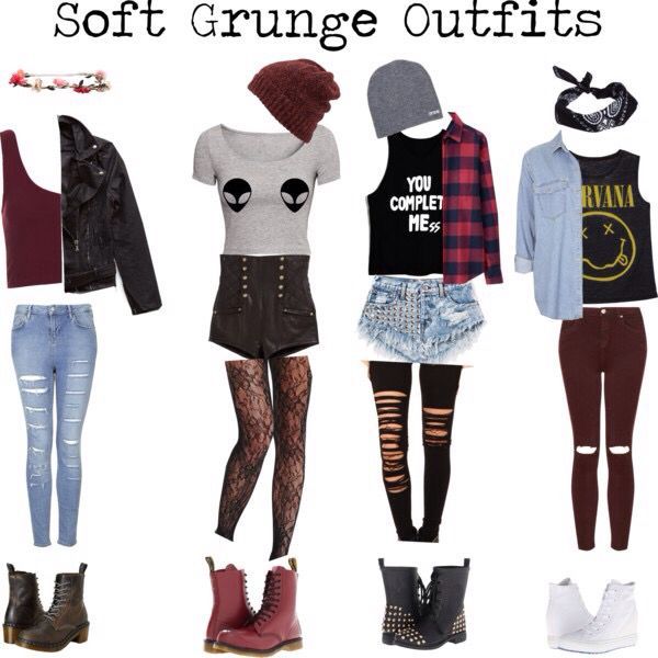 I'd wear the first one, the third one (but with different shorts), and the last one. -   20 grunge style polyvore
 ideas