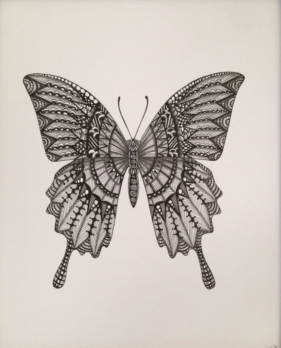 Zentangle Butterfly version 1 -   20 mandala butterfly tattoo
 ideas