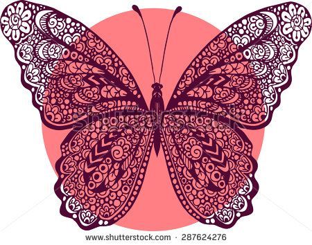 Hand drawn vector zentangle butterfly illustration. Decorative abstract doodle design element -   20 mandala butterfly tattoo
 ideas