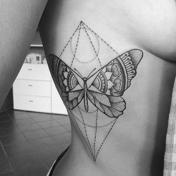 28 Beautiful Black and Grey Butterfly Tattoos -   20 mandala butterfly tattoo
 ideas