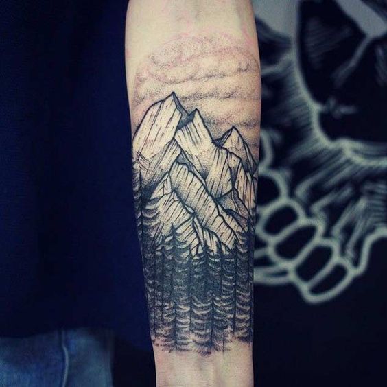 25 Breathtaking Mountain Tattoos That Flat Out Rock -   20 mens tattoo nature
 ideas