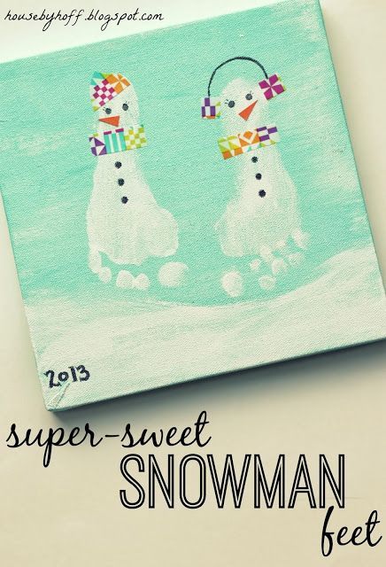 Super-Sweet Snowman Feet -   20 snowman crafts footprint
 ideas