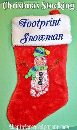 Footprint Snowman Christmas Stocking -   20 snowman crafts footprint
 ideas