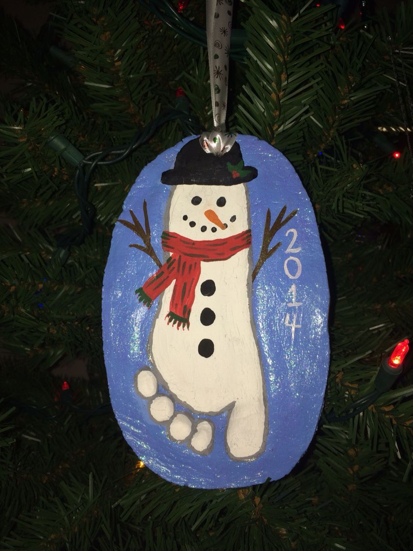 Salt Dough Ornament - Snowman Footprint                                                                                                                                                                                 More -   20 snowman crafts footprint
 ideas