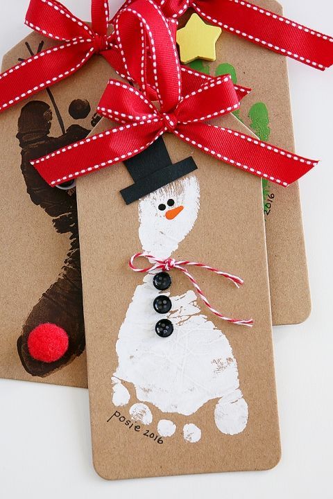 Footprint Christmas Ornaments -   20 snowman crafts footprint
 ideas