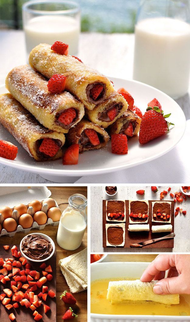Strawberry Nutella French Toast Roll-Ups -   21 nutella breakfast recipes
 ideas