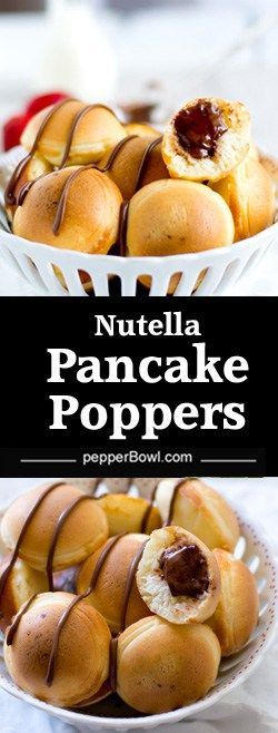 Nutella stuffed pancake poppers, a great easy idea to serve the kids for breakfast. Made with a few ingredients. -   21 nutella breakfast recipes
 ideas