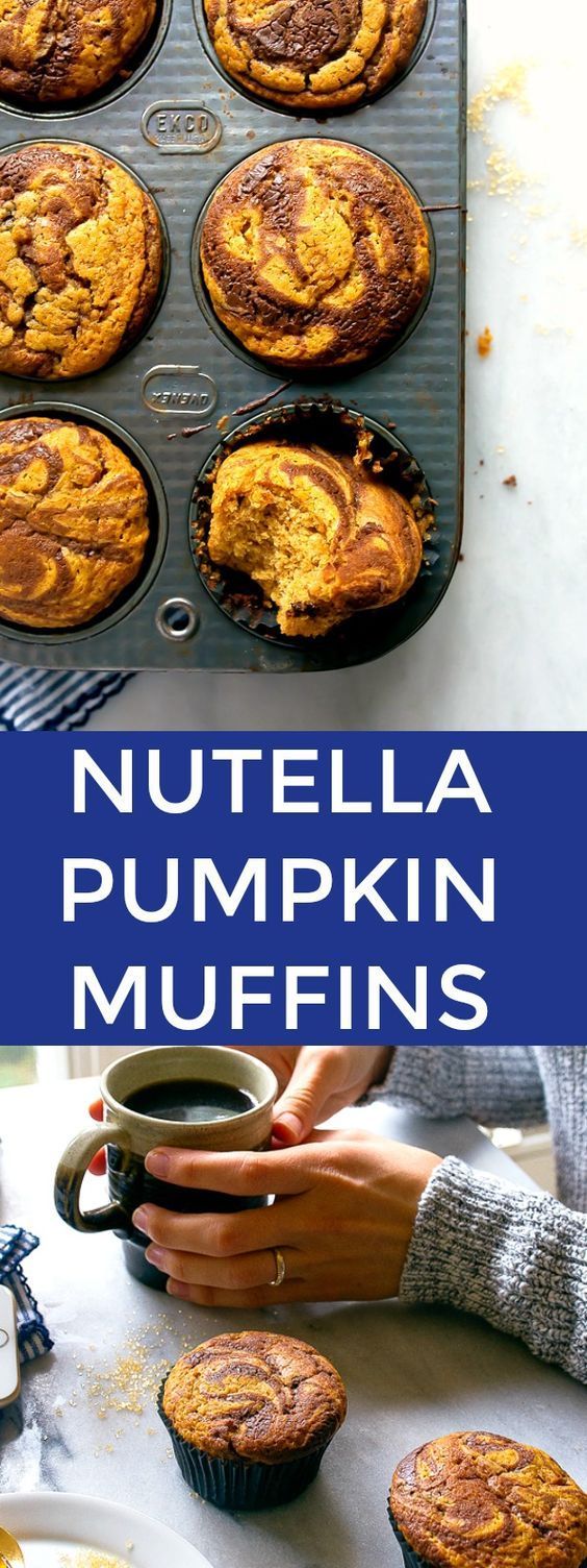 Pumpkin nutella muffins, small batch recipe! Recipe for 6 pumpkin muffins with Nutella swirl. via @dessertfortwo -   21 nutella breakfast recipes
 ideas