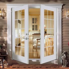 ReliaBilt??5' ReliaBilt French Patio Door Wind Code Approved Steel 15-Lite Insulated Glass White Out-Swing Brick Mold Left Hand Screen Not Included -   22 patio door decor
 ideas