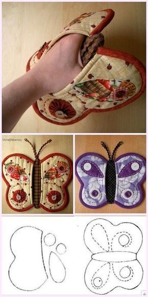 Quilted Butterfly Potholder Sew Free Pattern&Paid -   22 sewing crafts gifts
 ideas