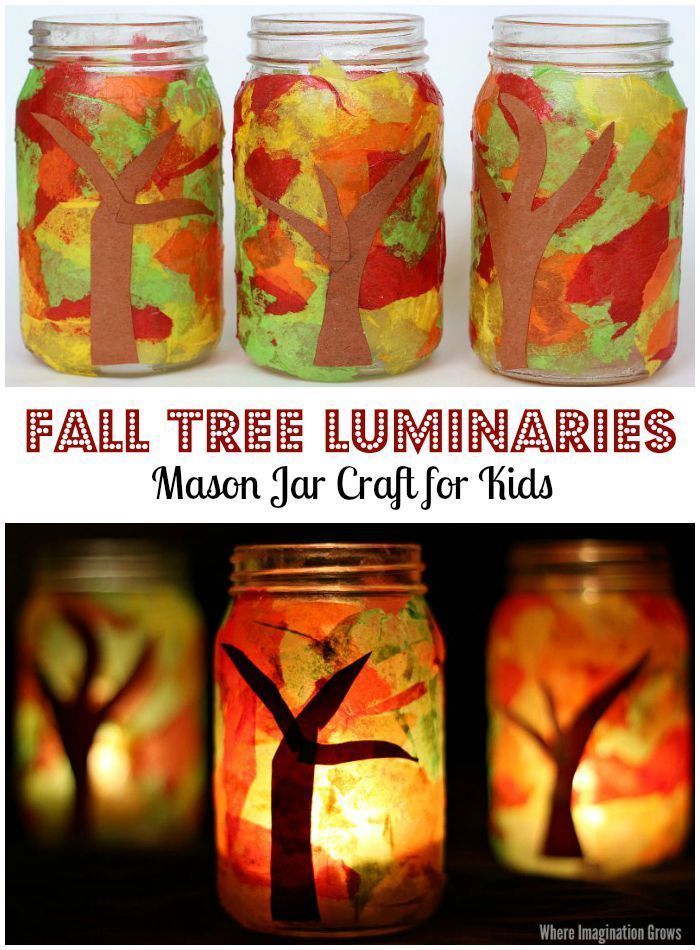 Mason Jar Fall Luminaries Craft -   22 thanksgiving crafts for elementary
 ideas