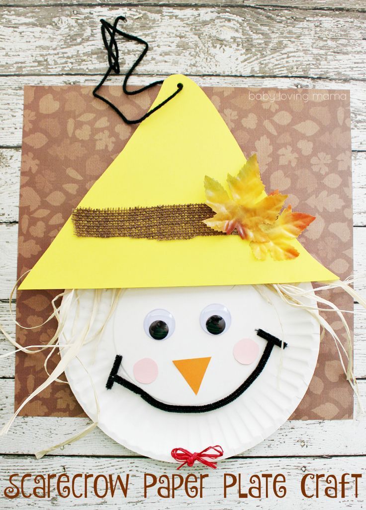 Scarecrow Paper Plate Craft for Thanksgiving -   22 thanksgiving crafts for elementary
 ideas