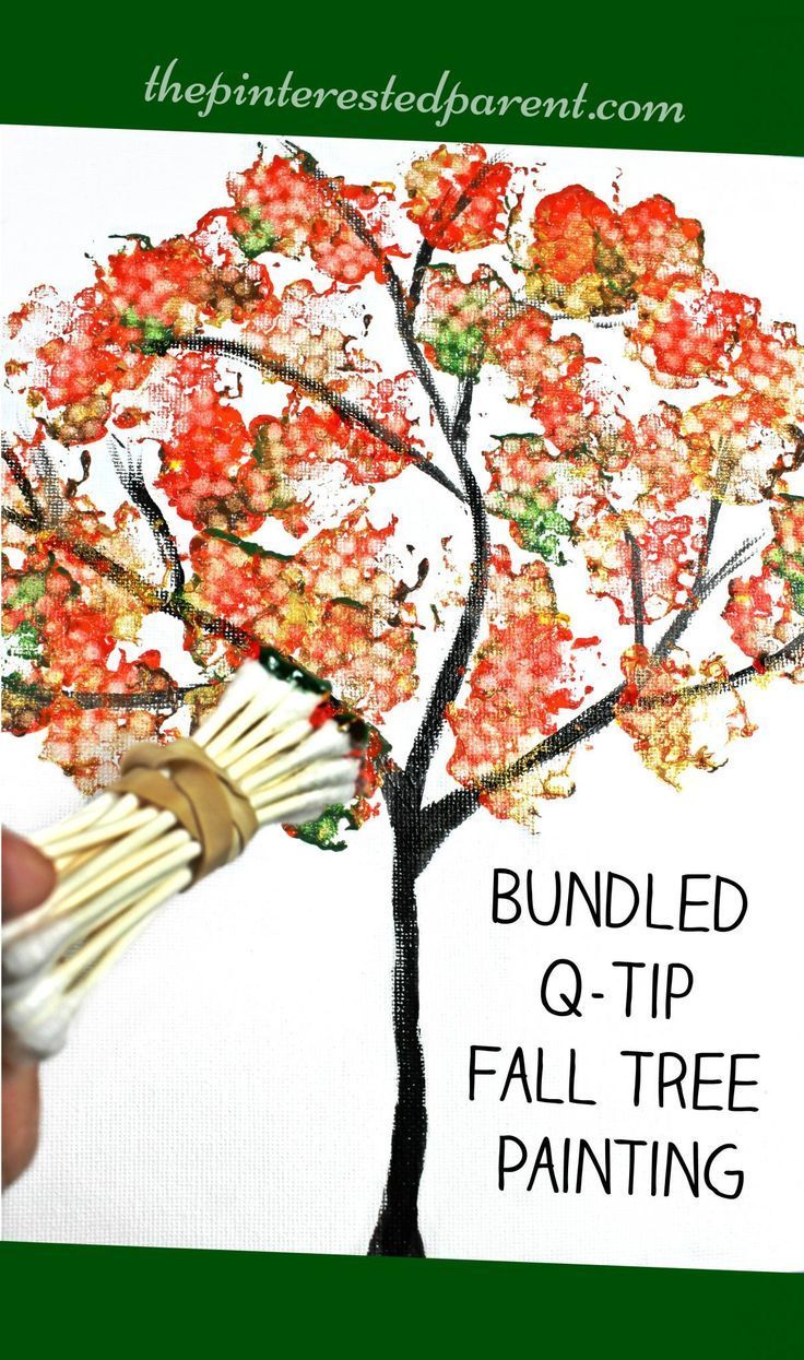 Bundled Q-Tip Autumn Tree -   22 thanksgiving crafts for elementary
 ideas