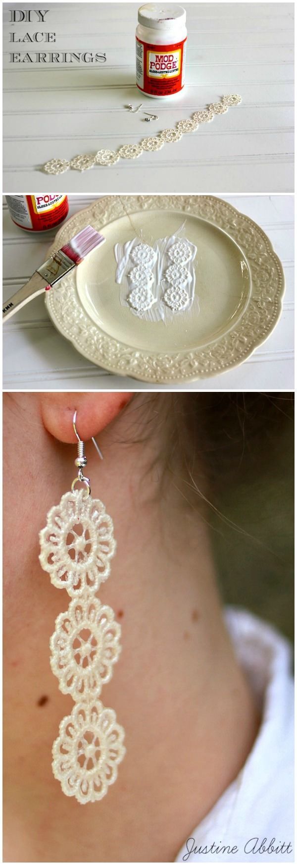 How to Make DIY Lace Earrings (in Three Easy Steps -   23 diy box jewelry
 ideas